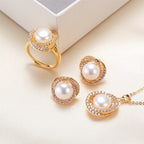 Parure Collier Bague Boucles d'Oreilles Perles