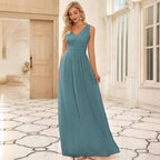 Robe de soirée longue trapèze grande taille à col en V profond pour demoiselle d'honneur