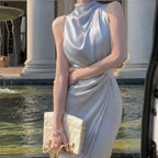 Robe en satin à motif spécifique pour femme