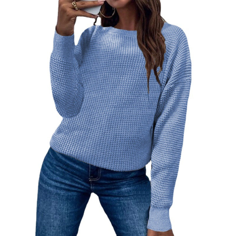 Haut tricoté pull de couleur unie pour femmes