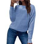 Haut tricoté pull de couleur unie pour femmes