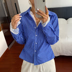 Chemise rayée à manches longues boutonnée pour femme