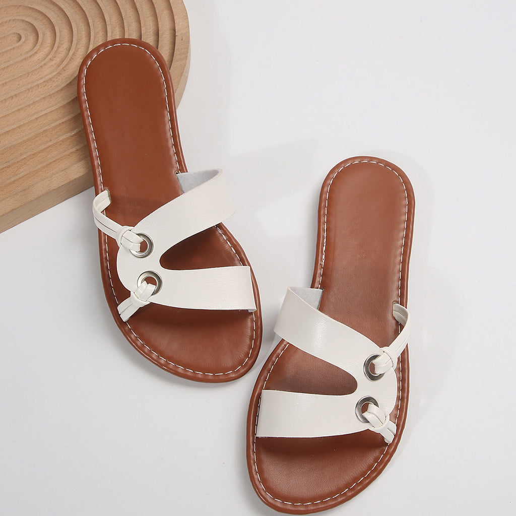 Sandales plates à bout rond, style décontracté, antidérapantes, pour femme, idéales pour l'été