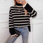Pull-over tricoté Col roulé Automne Hiver Femme