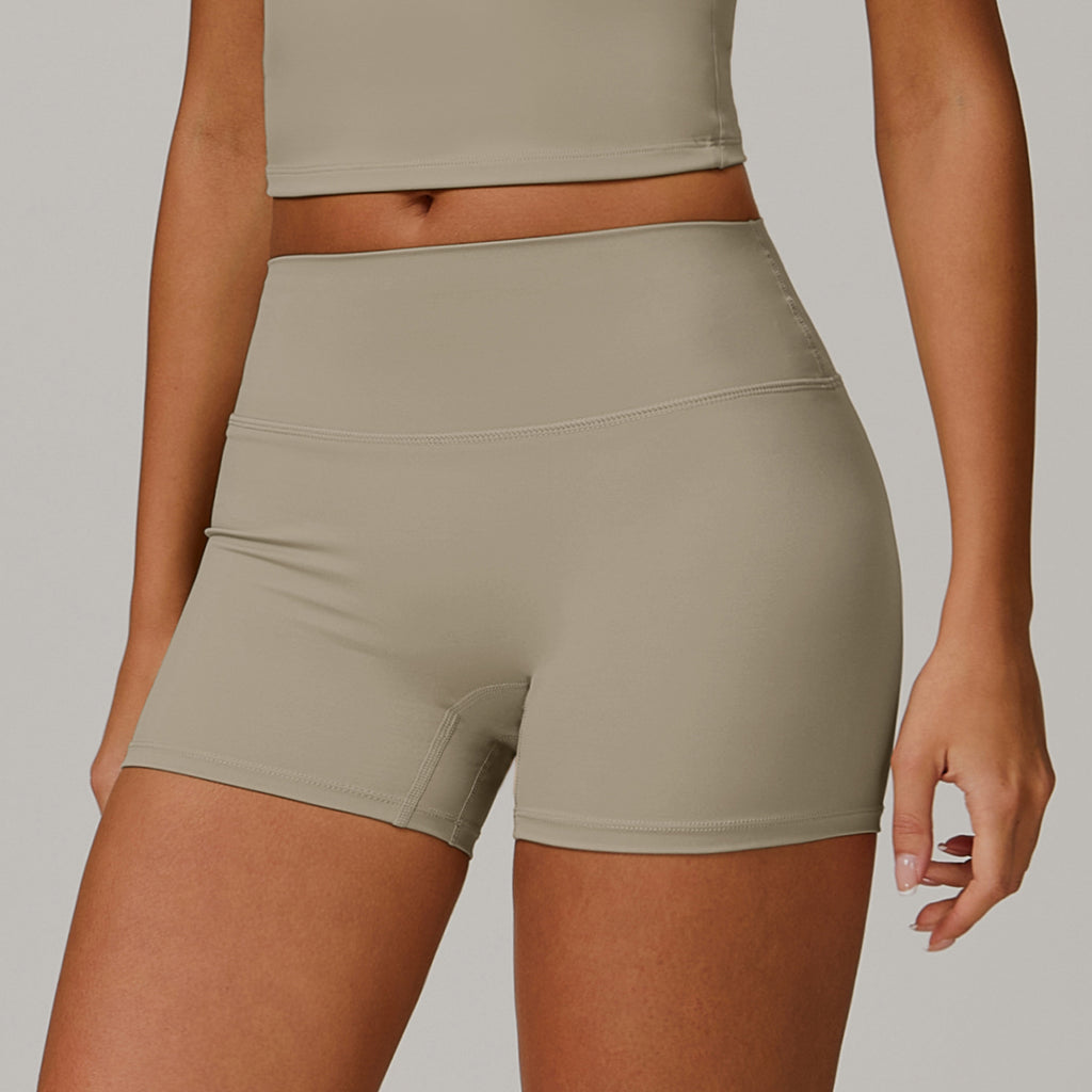 Short de yoga brossé taille haute pour femme