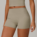 Short de yoga brossé taille haute pour femme