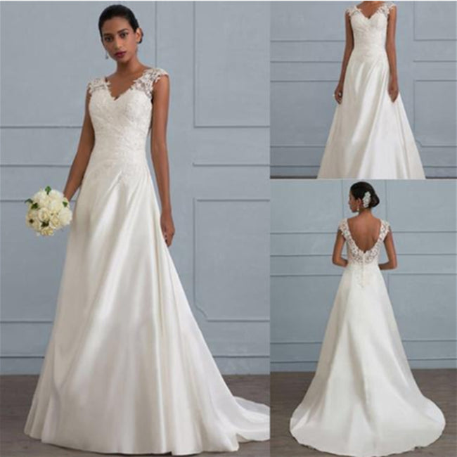 Autumn new white temperament lace dress European wedding bridesmaid backless low collar large size dress long skirt Hover Image
