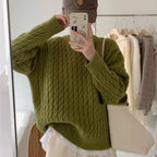 Pull col rond en maille torsadée pour femme