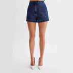 Ensemble short et top gilet boutonnés sans manches en jean pour femme, vêtement décontracté d'été