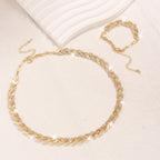 Parure Collier et Bracelet Femme avec Feuilles en Verre et Strass Élégants, Bijoux de Luxe à la Mode