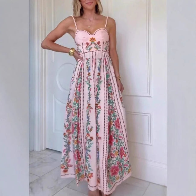 Robe de vacances imprimée à bretelles pour femme Hover Image
