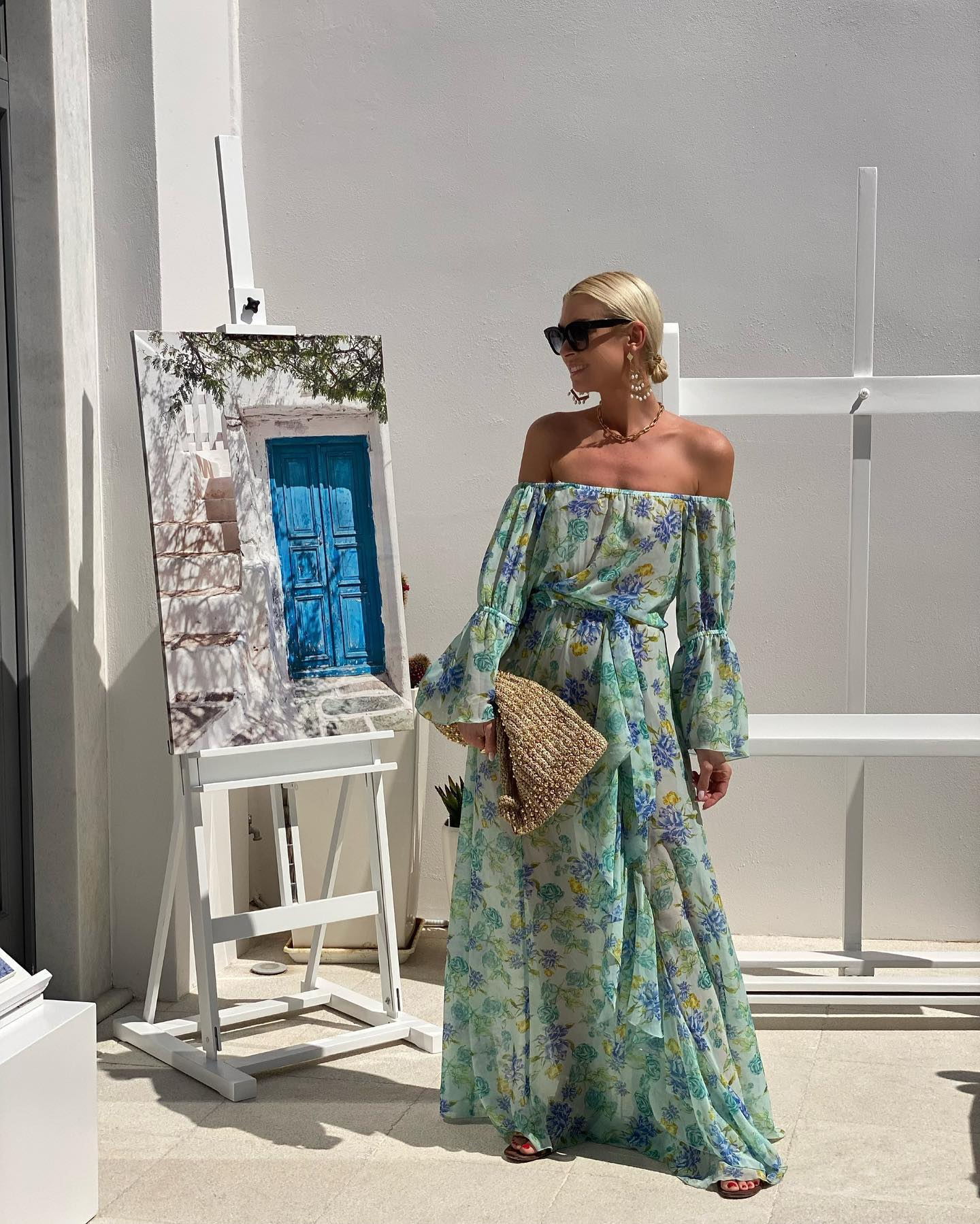 Robe imprimée en mousseline de soie pour les vacances à la plage de Bohème