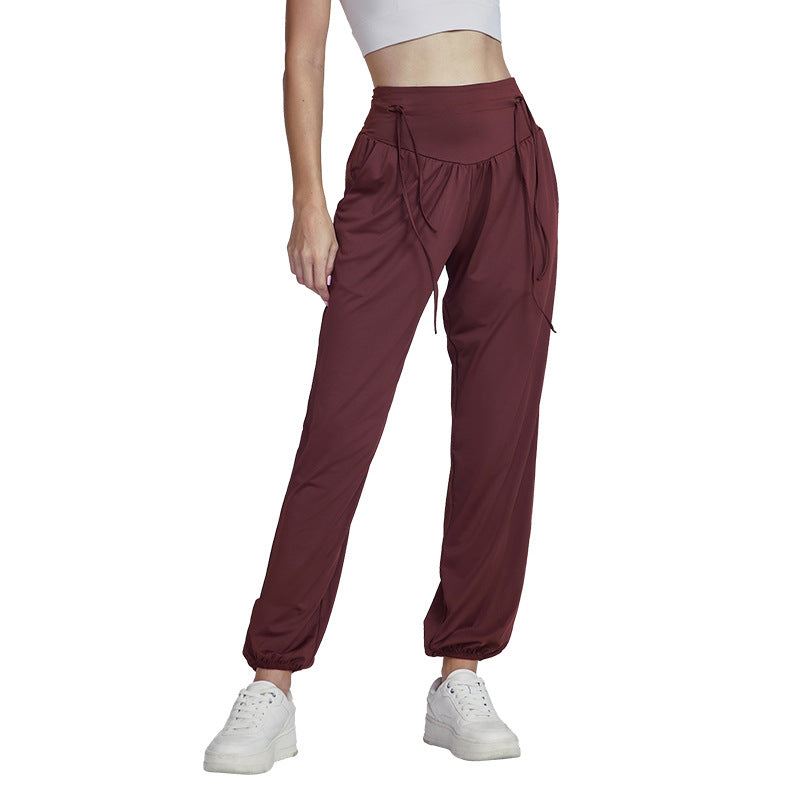 Pantalon fuselé droit taille haute ample pour femme