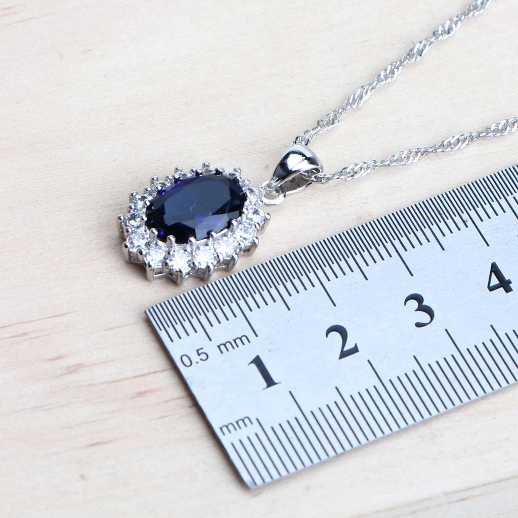 Parures de Bijoux de Mariage pour Femme en Argent 925, Zircon cubique bleu