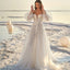 Robe de mariée de plage à manches bouffantes pour femme