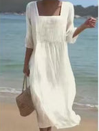 Robe longue imprimée décontractée à col rond et manches longues pour femme