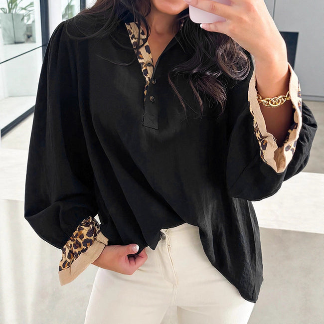 Chemise décontractée à manches longues à volants pour femme Main Image