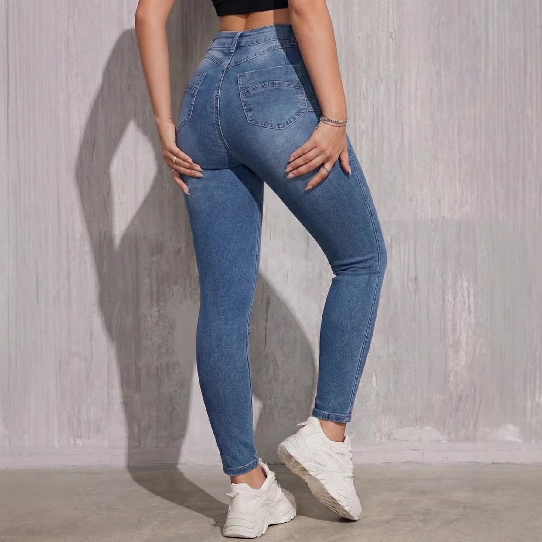 Jean slim taille haute rehausseur de fesses pour femmes