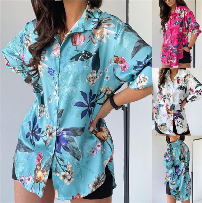 Chemise à revers à manches longues pour femme Hover Image