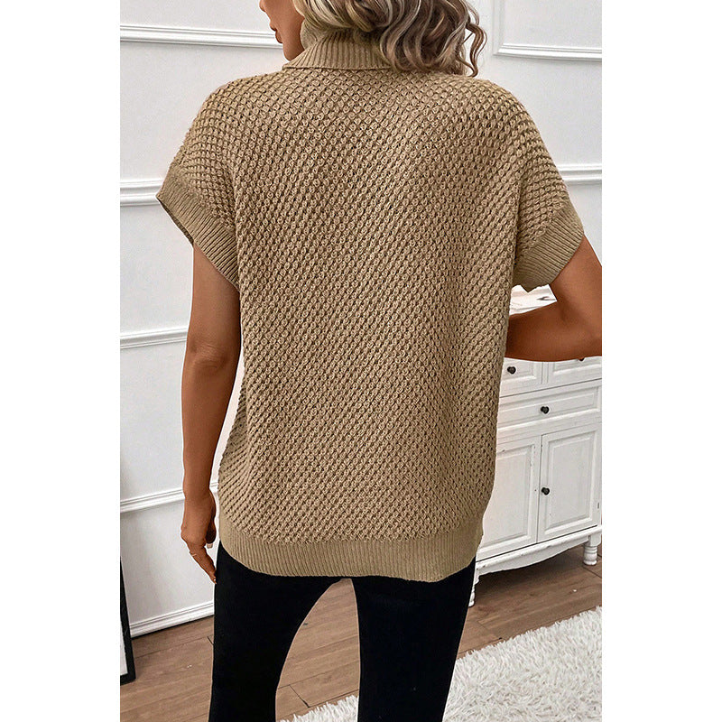 Nouveau pull à col roulé de couleur unie pour femme