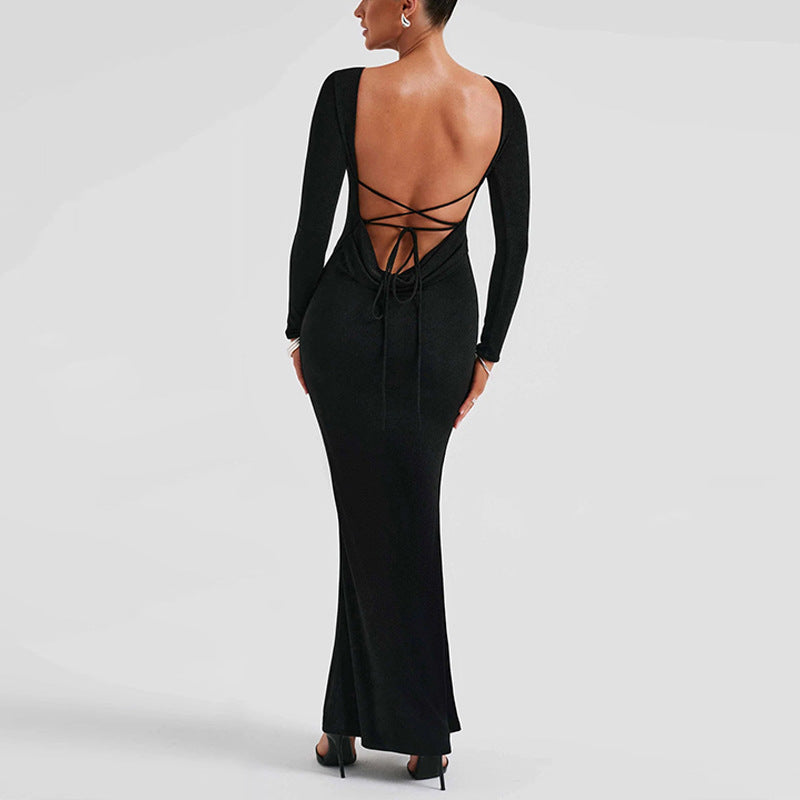 Robe élégante femme à lacets croisés