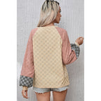 Pull ample en maille texturée à carreaux pour femmes