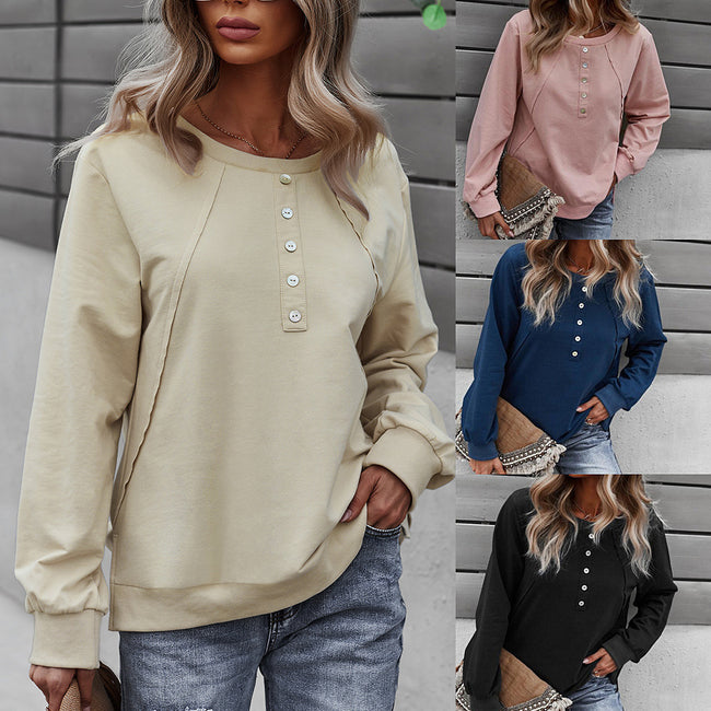 Nouveau Produit Pull à Manches Longues Tendance Mode Col Rond Vêtements Féminins Main Image