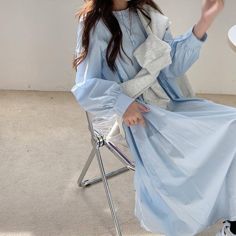Robe longue douce chemise style français