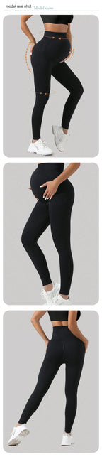 Pantalon de yoga sans couture pour femmes enceintes avec support ventral à porter à l'extérieur