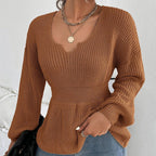 Pull femme à volants et taille ajustée
