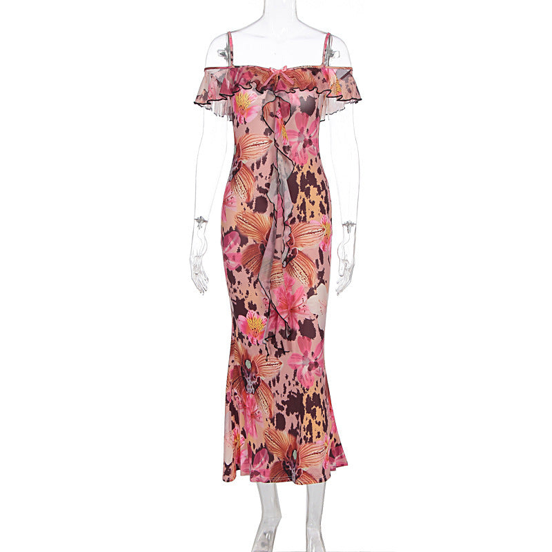 Robe imprimée à taille mi-haute tendance pour femmes