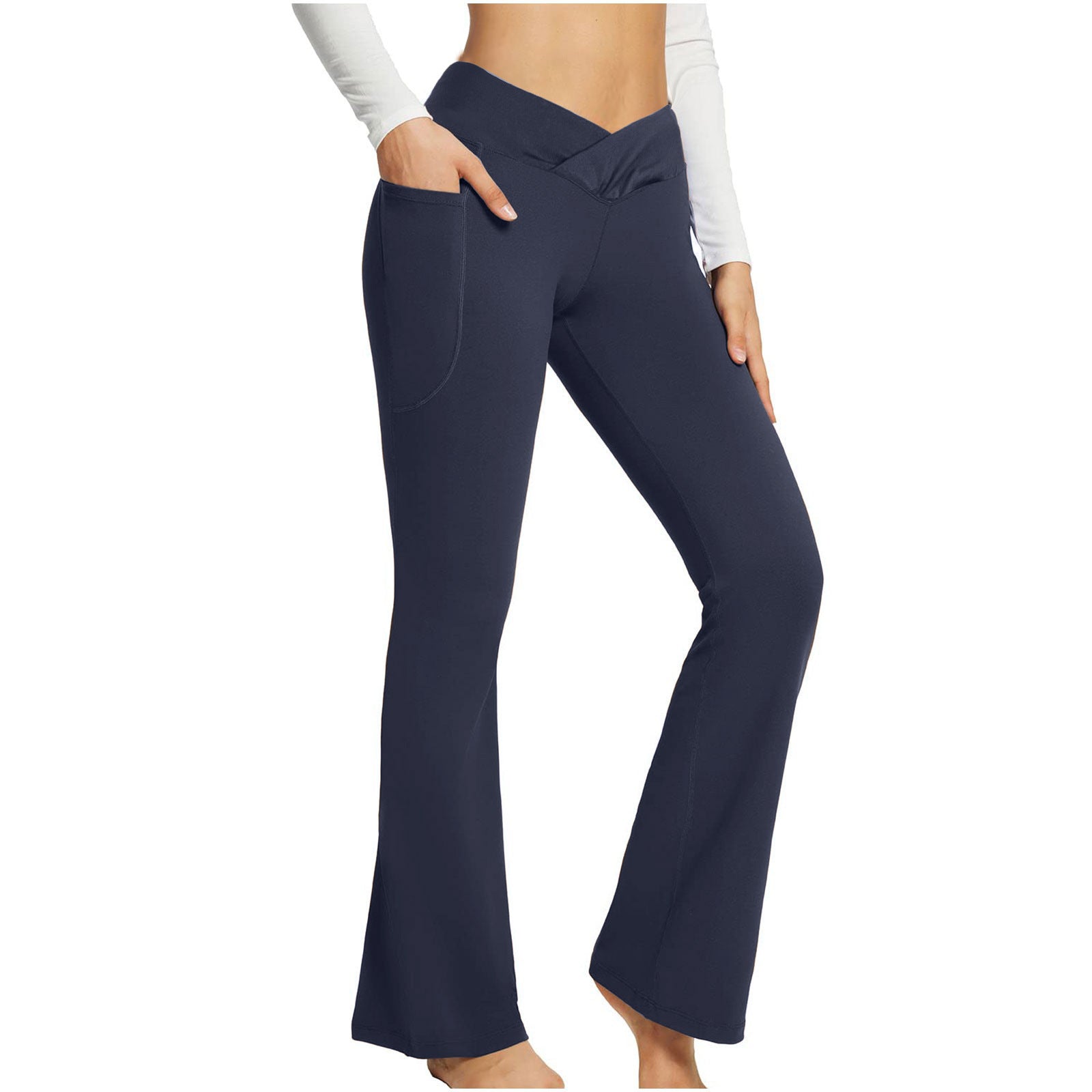 Pantalon de yoga à jambes larges, taille haute et coupe ajustée pour femme