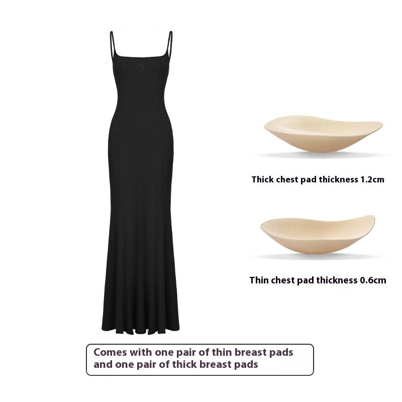 Robe longue à bretelles pour femme avec ourlet queue de poisson
