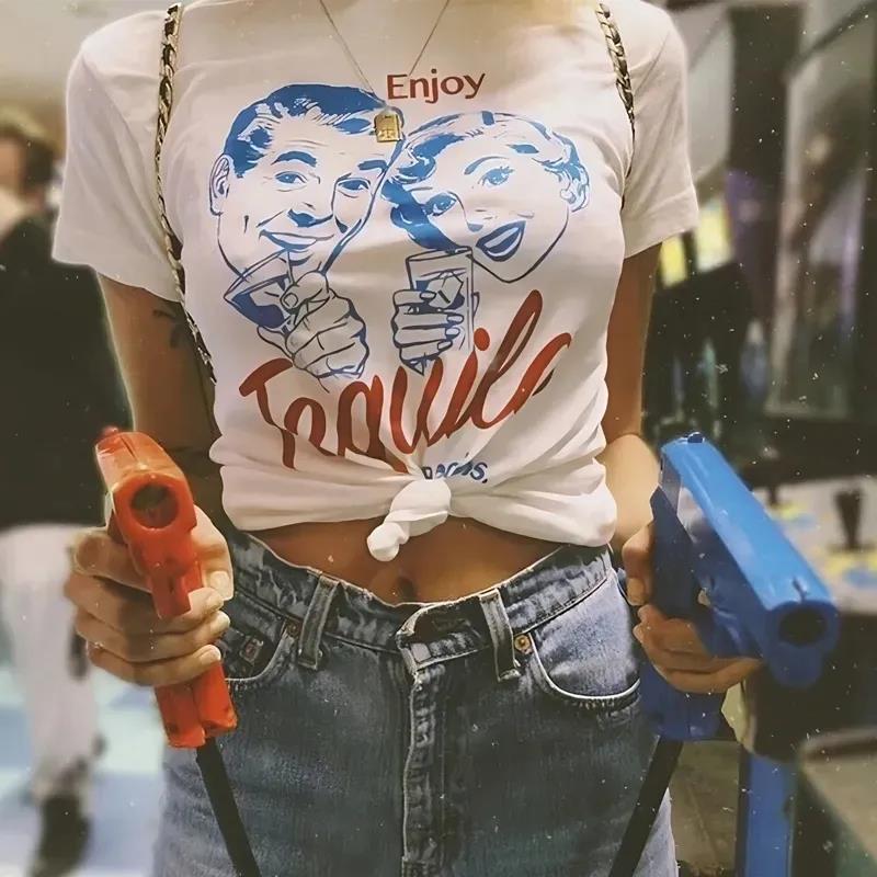 T-shirts Graphiques Rétro Tequila Femme Mignons Drôles Alcoo