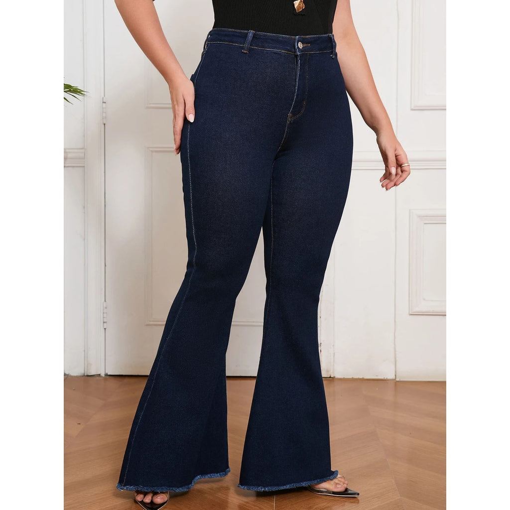 Jeans évasé taille haute grande taille femme à coupe ajustée Sret