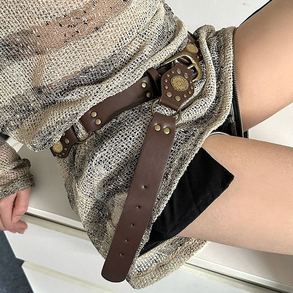 Ceintures vintage pour hommes et femmes avec jolie boucle métallique rivetée Accessoires de mode punk hip-hop