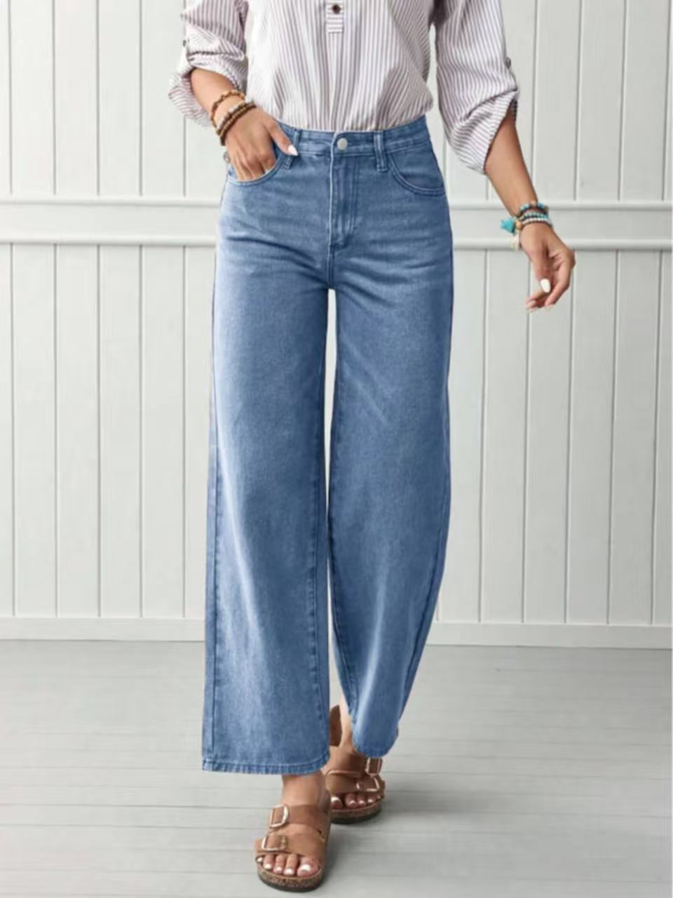 Jeans en jean droits de haute qualité pour femmes