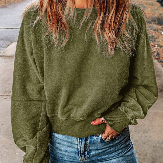 Pull sans dos pour femmes Haut à manches longues de couleur unie pour femmes Hover Image