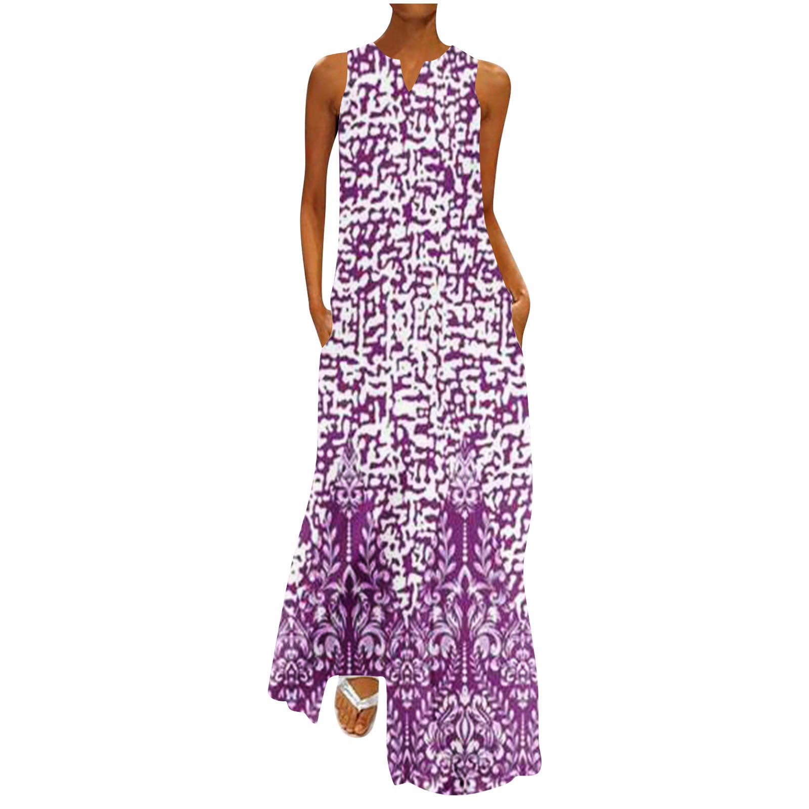 Robe longue femme imprimé peint mode