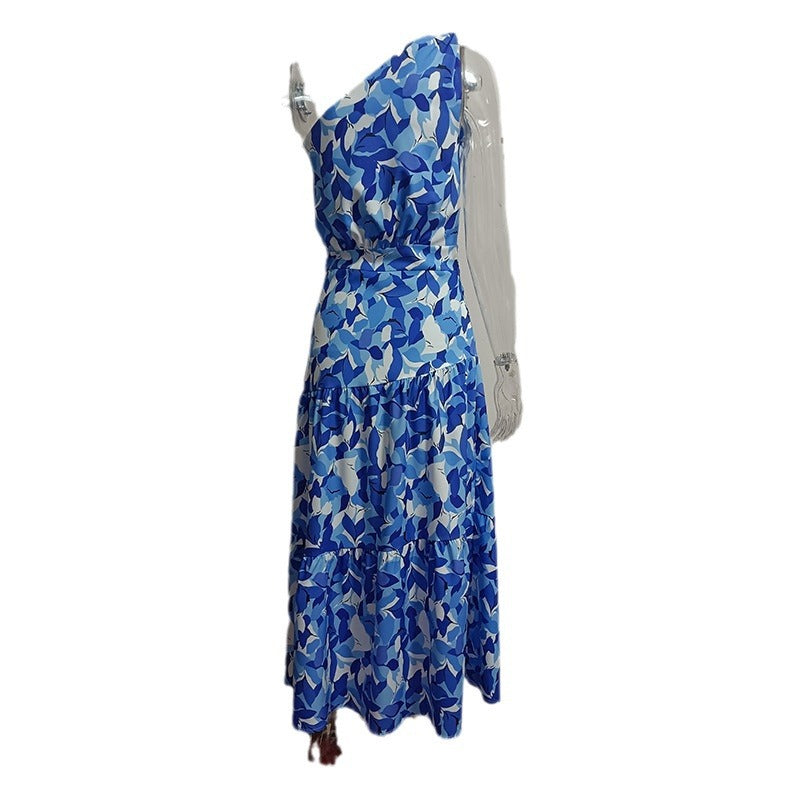 Robe d'été dos nu imprimée à épaules dénudées
