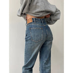 Jean évasé en denim pour femme, coupe droite ample, style rétro
