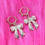 Boucles d'oreilles pendantes vintage gothiques avec nœud papillon et rivet, style punk, pour femmes