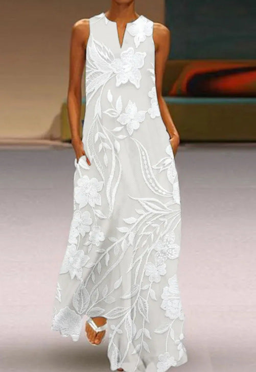Robe longue femme imprimé peint mode