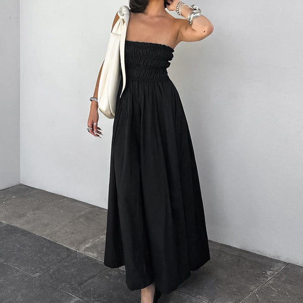 Robe noire bustier taille haute femme