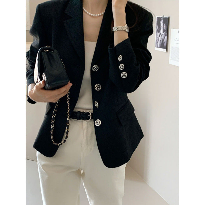 Veste en tweed cintrée, blazer à manches longues