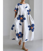 Robe Mode Courte Ample à Col Rond et Imprimé Fantaisie