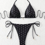 Womens Sexy Printed Drawstring Bikini Swimsuit
