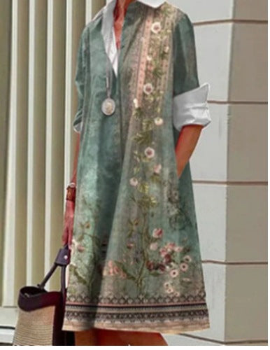 Robe Chemise Confortable Fleurie d'Été Colorée