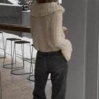 Pull-over à manches cloches et revers courts pour femme