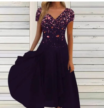 Robe en mousseline florale patchwork pour femme